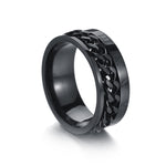 2 STK Römische Ziffern Drehbare Ketten Titanstahl Ring, schwarz, Stahlfarbe, Gold