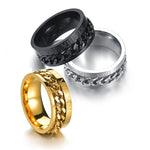 2 STK Römische Ziffern Drehbare Ketten Titanstahl Ring, schwarz, Stahlfarbe, Gold