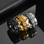 2 STK Römische Ziffern Drehbare Ketten Titanstahl Ring, schwarz, Stahlfarbe, Gold