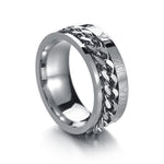 2 STK Römische Ziffern Drehbare Ketten Titanstahl Ring, schwarz, Stahlfarbe, Gold