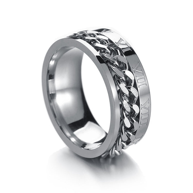 2 STK Römische Ziffern Drehbare Ketten Titanstahl Ring, schwarz, Stahlfarbe, Gold