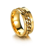 2 STK Römische Ziffern Drehbare Ketten Titanstahl Ring, schwarz, Stahlfarbe, Gold