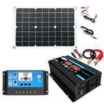 Solarstromsystem Wechselrichter 30A Regler + 18W 12V Solarpanel, Spezifikation:, Schwarz 12V zu 110V, Schwarz 12V zu 220V, Gelb 12V zu 110V, Gelb 12V zu 220V