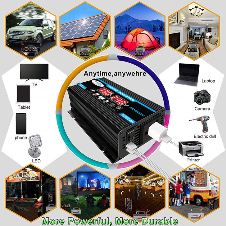 Solarstromsystem Wechselrichter 30A Regler + 18W 12V Solarpanel, Spezifikation:, Schwarz 12V zu 110V, Schwarz 12V zu 220V, Gelb 12V zu 110V, Gelb 12V zu 220V