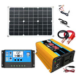 Solarstromsystem Wechselrichter 30A Regler + 18W 12V Solarpanel, Spezifikation:, Schwarz 12V zu 110V, Schwarz 12V zu 220V, Gelb 12V zu 110V, Gelb 12V zu 220V