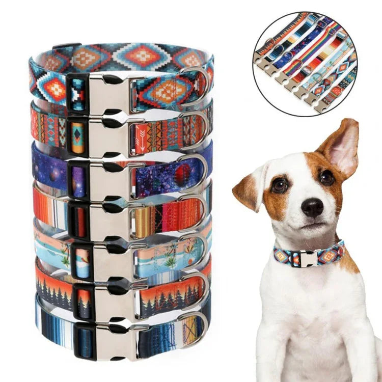 Haustierhalsband mit ethnischem Muster aus Polyester-Baumwolle, Größen: S: 1,5 x 27–43 cm, M: 2,0 x 32–52 cm, L: 2,5 x 38–61 cm, XL: 2,5 x 43–71 cm