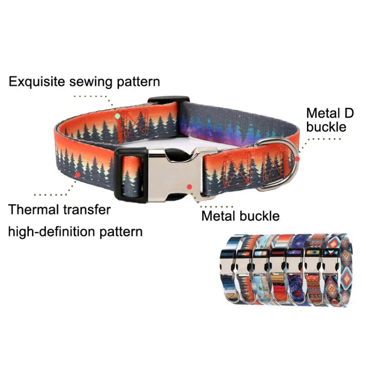 Haustierhalsband mit ethnischem Muster aus Polyester-Baumwolle, Größen: S: 1,5 x 27–43 cm, M: 2,0 x 32–52 cm, L: 2,5 x 38–61 cm, XL: 2,5 x 43–71 cm