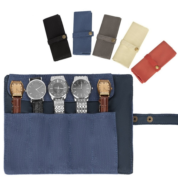 Nylon Canvas Watch & Strap Portable Storage Bag, Blue, Black, Grey, Orange, Khaki