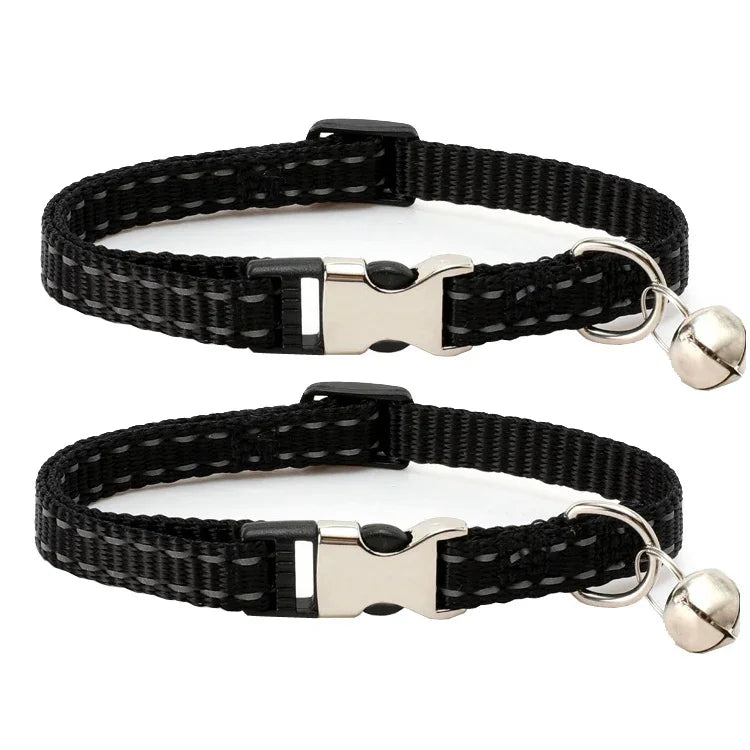 2er-Pack Nachtreflektierendes Nylon-Katzenhalsband mit Glocke, ohne Gravur Grün, ohne Gravur Himmelblau, ohne Gravur Lila, ohne Gravur Grasgrün, ohne Gravur Schwarz, ohne Gravur Rosenrot