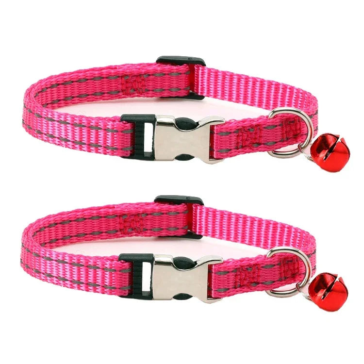 2er-Pack Nachtreflektierendes Nylon-Katzenhalsband mit Glocke, ohne Gravur Grün, ohne Gravur Himmelblau, ohne Gravur Lila, ohne Gravur Grasgrün, ohne Gravur Schwarz, ohne Gravur Rosenrot