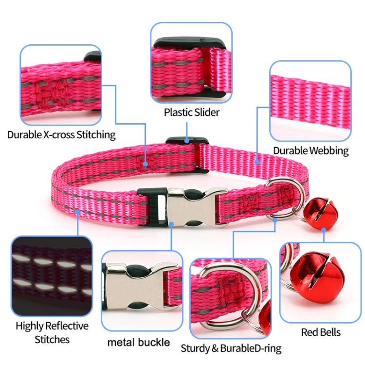 2er-Pack Nachtreflektierendes Nylon-Katzenhalsband mit Glocke, ohne Gravur Grün, ohne Gravur Himmelblau, ohne Gravur Lila, ohne Gravur Grasgrün, ohne Gravur Schwarz, ohne Gravur Rosenrot