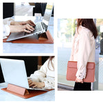 PU08DZ Leder Laptop-Innentasche mit Ständerfunktion, 13,3 Zoll, 14,1-15,4 Zoll