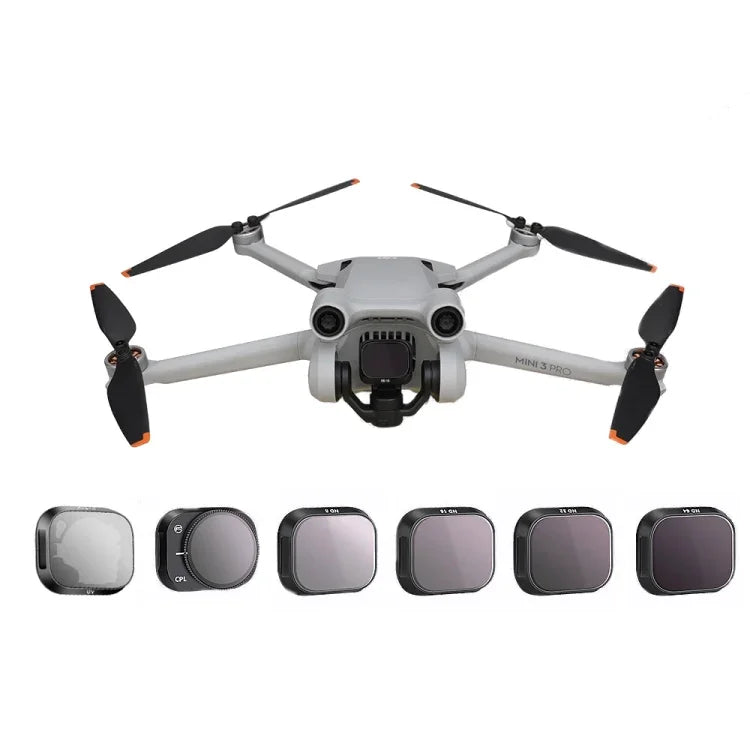 RCSTQ Verstellbare Filterzubehörteile aus Aluminiumlegierung für DJI Mini 3 Pro, Ausführungen: UV+CPL+ND8+ND16+ND32+ND64 (6-in-1), CPL, ND8, ND16, ND32, ND64 (4-in-1-Set), 6-in-1-Set