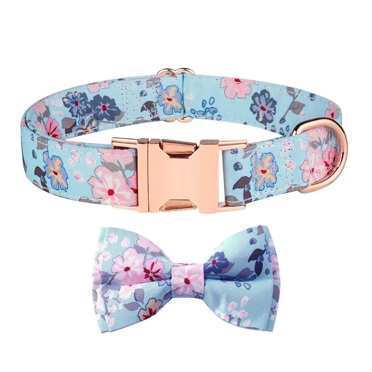 Abnehmbares Halsband mit Schleife in Roségold, Größen: S 1,5 x 28–40 cm, M 2,0 x 33–50 cm, L 2,5 x 38–60 cm, XL 2,5 x 43–70 cm