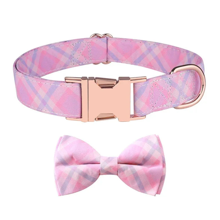 Abnehmbares Halsband mit Schleife in Roségold, Größen: S 1,5 x 28–40 cm, M 2,0 x 33–50 cm, L 2,5 x 38–60 cm, XL 2,5 x 43–70 cm