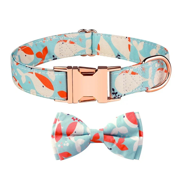 Abnehmbares Halsband mit Schleife in Roségold, Größen: S 1,5 x 28–40 cm, M 2,0 x 33–50 cm, L 2,5 x 38–60 cm, XL 2,5 x 43–70 cm