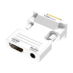 HDMI Buchse zu VGA Stecker mit Audio Adapter Computer Monitor TV Projektor Konverter, Weiß, Gold, Schwarz