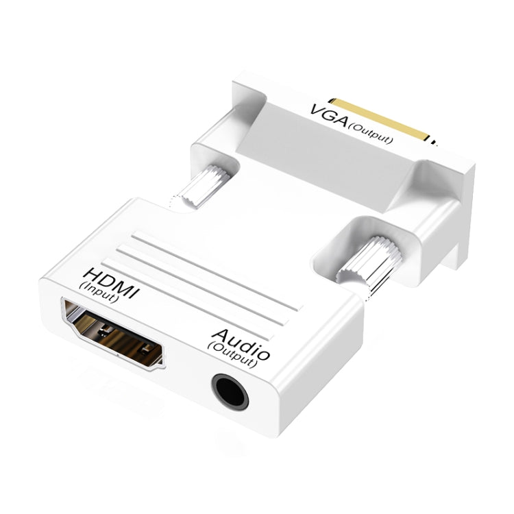HDMI Buchse zu VGA Stecker mit Audio Adapter Computer Monitor TV Projektor Konverter, Weiß, Gold, Schwarz