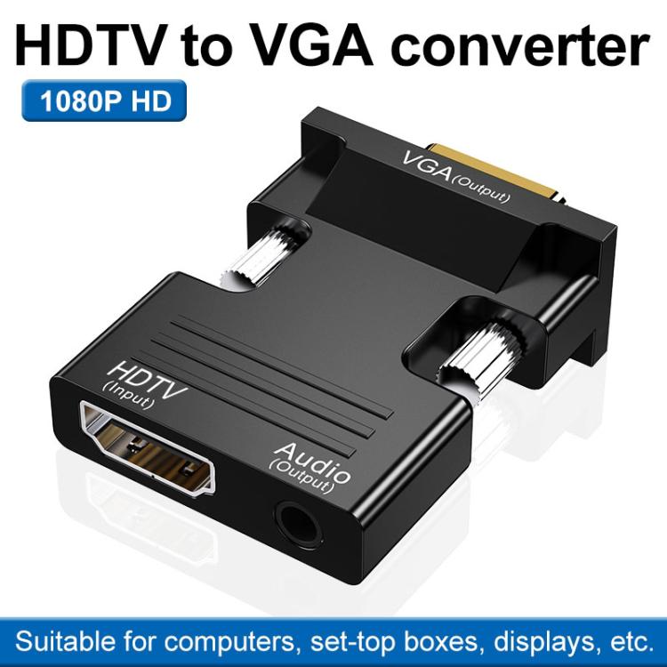 HDMI Buchse zu VGA Stecker mit Audio Adapter Computer Monitor TV Projektor Konverter, Weiß, Gold, Schwarz