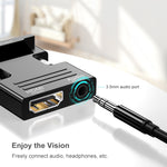 HDMI Buchse zu VGA Stecker mit Audio Adapter Computer Monitor TV Projektor Konverter, Weiß, Gold, Schwarz