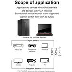 HDMI Buchse zu VGA Stecker mit Audio Adapter Computer Monitor TV Projektor Konverter, Weiß, Gold, Schwarz