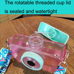 Kamera Plastikbecher Kinder Strohhalm Trinkbecher Reise Freizeit Wasserbecher, Pink, Blau, Lila, Gelb