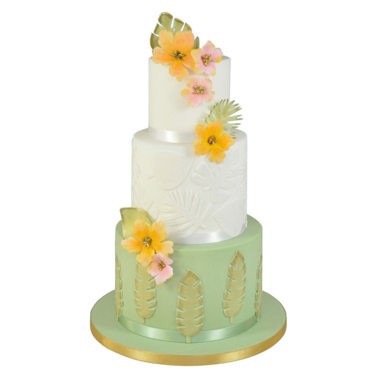 2 Sets 4-in-1 Tropische Blätter Fondant Kuchenform Keksausstecher, Tropische Blätter