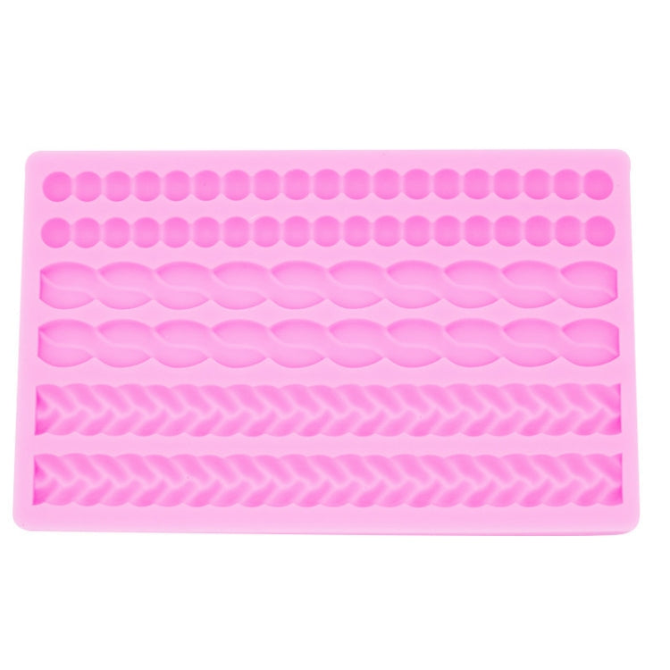 Perlen-Twist-Zopf-Fondant-Kuchen-Silikonform, Rosa, Grau