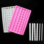 Perlen-Twist-Zopf-Fondant-Kuchen-Silikonform, Rosa, Grau