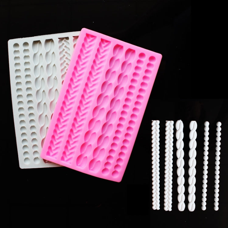 Perlen-Twist-Zopf-Fondant-Kuchen-Silikonform, Rosa, Grau