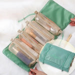 4-in-1 Reise-Kosmetiktasche aus wasserdichtem Netzgewebe für Damen, erhältlich in Rot, Grün, Schwarz, Violett, Khaki und Kirschrosa
