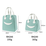 Smile Lunchtasche mit Ledergriffen, Größe: S (Grün), S (Grün), S (Pink), S (Grau), S (Marineblau), S (Gelb), L (Grün), L (Pink), L (Grau), L (Marineblau), L (Gelb)