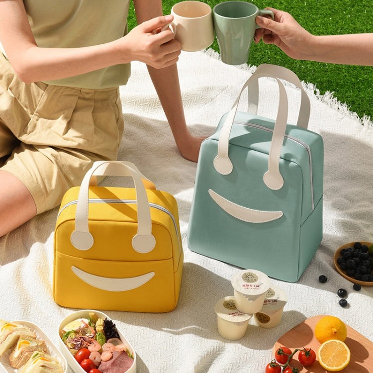 Smile Lunchtasche mit Ledergriffen, Größe: S (Grün), S (Grün), S (Pink), S (Grau), S (Marineblau), S (Gelb), L (Grün), L (Pink), L (Grau), L (Marineblau), L (Gelb)