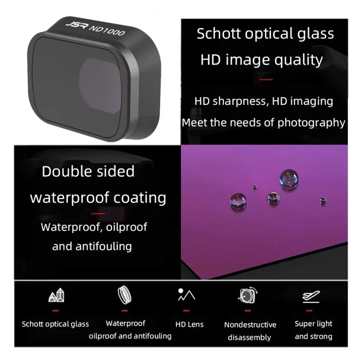JUNESTAR Filter für DJI Mini 3 Pro, Modell: MCUV JSR-1663-01, CPL JSR-1663-02, ND8 JSR-1663-03, ND16 JSR-1663-04, ND32 JSR-1663-05, ND64 JSR-1663-06, ND256 JSR-1663-07, ND1000 JSR-1663-08, ND8PL JSR-1663-09, ND16PL JSR-1663-10, ND32PL JSR-1663-11 ...