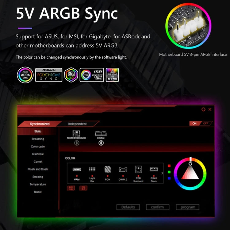 ARGB Gehäuse-Lichtleiste Computer Dekorative Silikon LED-Lampenleiste, Y360 Rund