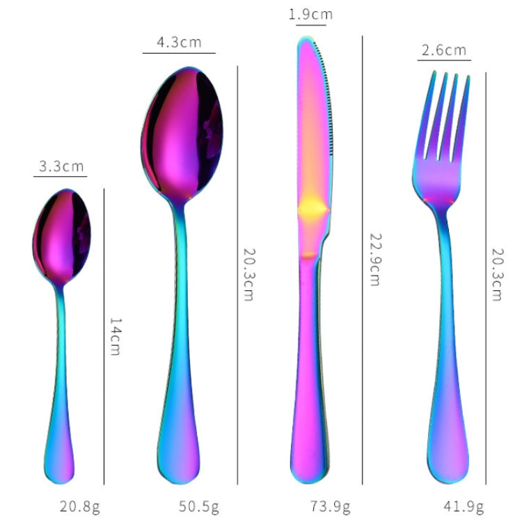 4tlg./Set Edelstahl Besteck Steak Gabel Löffel Messer Set, Echtes Silber, Golden, Roségold, Bunt, Schwarz
