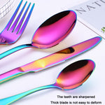 4tlg./Set Edelstahl Besteck Steak Gabel Löffel Messer Set, Echtes Silber, Golden, Roségold, Bunt, Schwarz