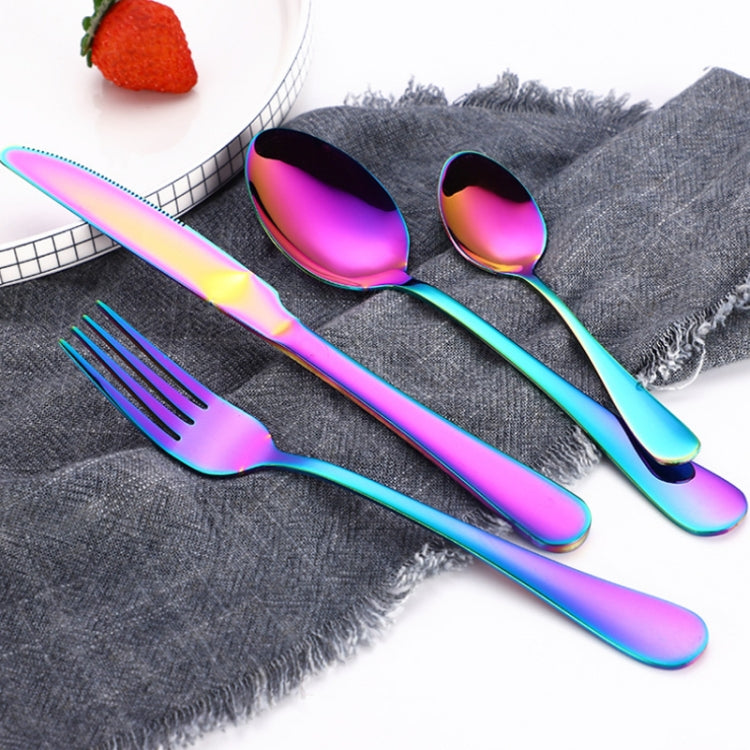 4tlg./Set Edelstahl Besteck Steak Gabel Löffel Messer Set, Echtes Silber, Golden, Roségold, Bunt, Schwarz