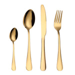 4tlg./Set Edelstahl Besteck Steak Gabel Löffel Messer Set, Echtes Silber, Golden, Roségold, Bunt, Schwarz