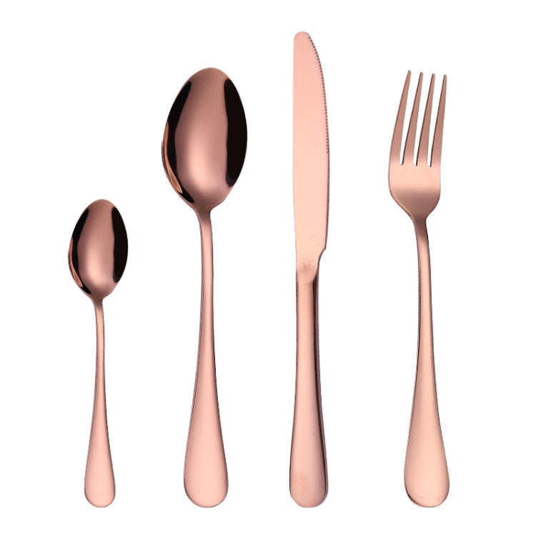 4tlg./Set Edelstahl Besteck Steak Gabel Löffel Messer Set, Echtes Silber, Golden, Roségold, Bunt, Schwarz