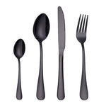 4tlg./Set Edelstahl Besteck Steak Gabel Löffel Messer Set, Echtes Silber, Golden, Roségold, Bunt, Schwarz