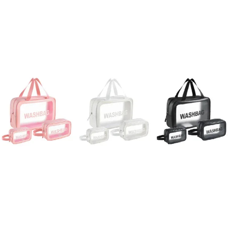 Transparente, wasserdichte Kosmetiktasche aus PVC, Größen: L (Pink), L (Schwarz), L (Weiß), M (Pink), M (Schwarz), M (Weiß), S (Pink), S (Schwarz), S (Weiß)