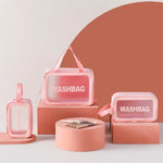 Transparente, wasserdichte Kosmetiktasche aus PVC, Größen: L (Pink), L (Schwarz), L (Weiß), M (Pink), M (Schwarz), M (Weiß), S (Pink), S (Schwarz), S (Weiß)