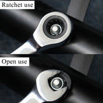 Kombinierter Ratschen-Schlüssel mit Flexiblem Kopf Doppelfunktion Ratschenwerkzeug, 6mm, 7mm, 9mm, 11mm, 24mm, 16mm, 18mm, 20mm, 21mm, 22mm, 23mm