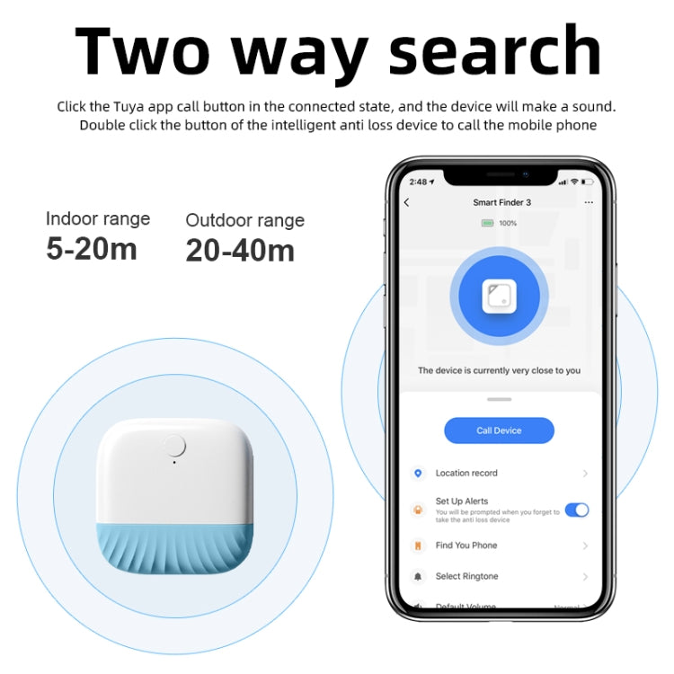 Geldbörsen-Schlüsselfinder Zwei-Wege-Bluetooth intelligentes Anti-Verlust-Gerät, Zwei-Wege-Bluetooth Grün, Zwei-Wege-Bluetooth Blau, Zwei-Wege-Bluetooth Schwarz, Zwei-Wege-Bluetooth Pink, Zwei-Wege-Bluetooth Gelb