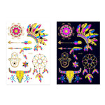 2 Stück fluoreszierende, wasserfeste Tattoo-Aufkleber mit Bronzing-Effekt, JYG-001, JYG-002, JYG-003, JYG-004, JYG-005, JYG-006, JYG-007, JYG-008