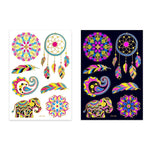 2 Stück fluoreszierende, wasserfeste Tattoo-Aufkleber mit Bronzing-Effekt, JYG-001, JYG-002, JYG-003, JYG-004, JYG-005, JYG-006, JYG-007, JYG-008