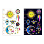 2 Stück fluoreszierende, wasserfeste Tattoo-Aufkleber mit Bronzing-Effekt, JYG-001, JYG-002, JYG-003, JYG-004, JYG-005, JYG-006, JYG-007, JYG-008