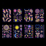2 Stück fluoreszierende, wasserfeste Tattoo-Aufkleber mit Bronzing-Effekt, JYG-001, JYG-002, JYG-003, JYG-004, JYG-005, JYG-006, JYG-007, JYG-008