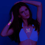 2 Stück fluoreszierende, wasserfeste Tattoo-Aufkleber mit Bronzing-Effekt, JYG-001, JYG-002, JYG-003, JYG-004, JYG-005, JYG-006, JYG-007, JYG-008